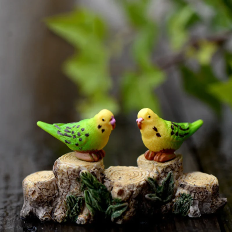 Мини зеленый Поющий Poll Parrot Bird Popinjay модель Маленькая Статуэтка ремесла фигура