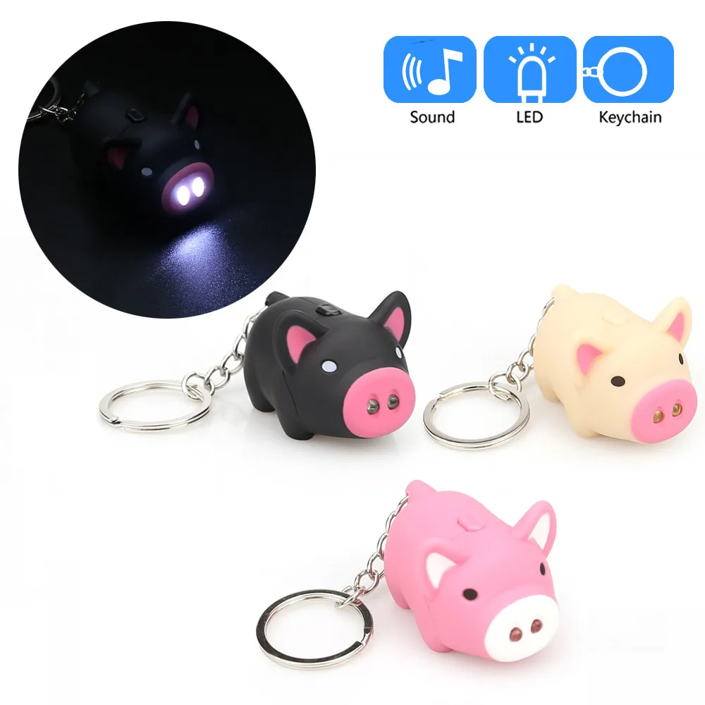 Милый мультяшный брелок с дизайном Поросёнок со светодиодный светильник и