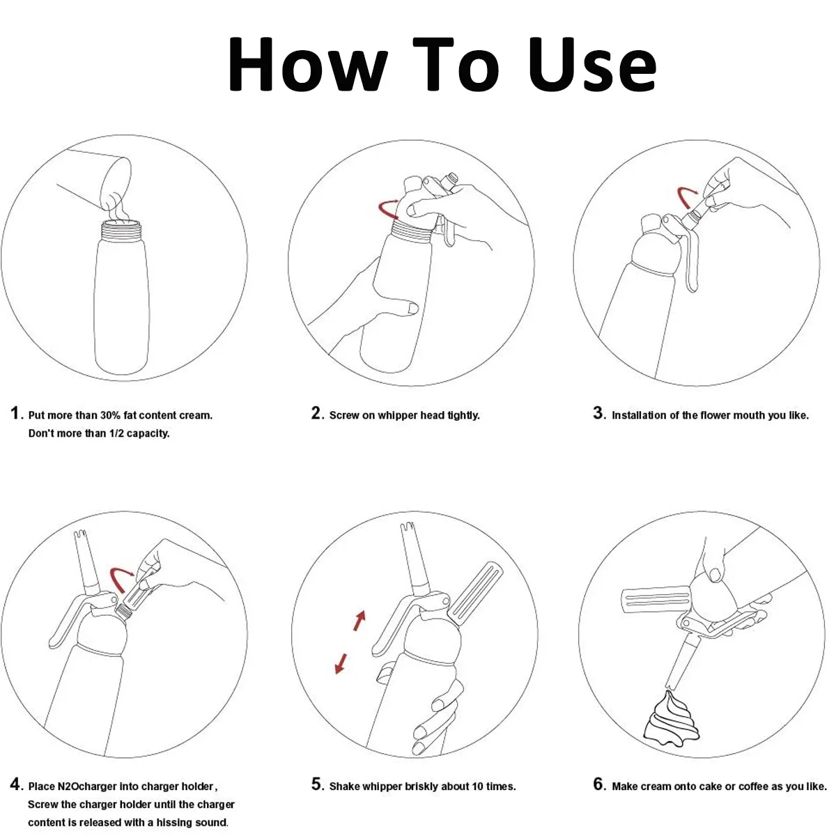 

500ml Aluminium Whipped Cream Dispenser Kitchen Professional Cream Whipper Dessert Tools With 3 Nozzles and Cleaning Brush