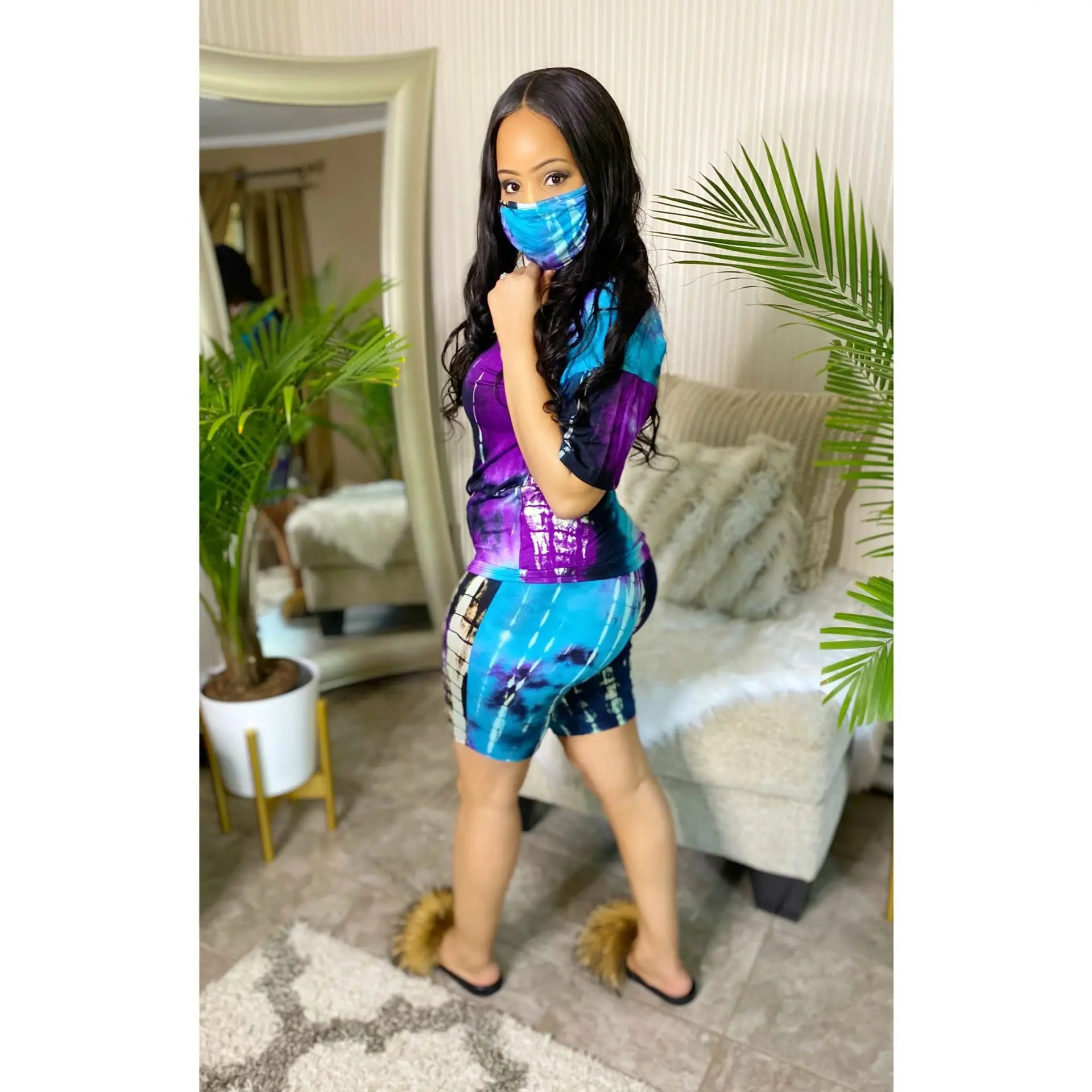 Женский спортивный костюм CM.YAYA из 3 предметов с принтом футболка коротким рукавом