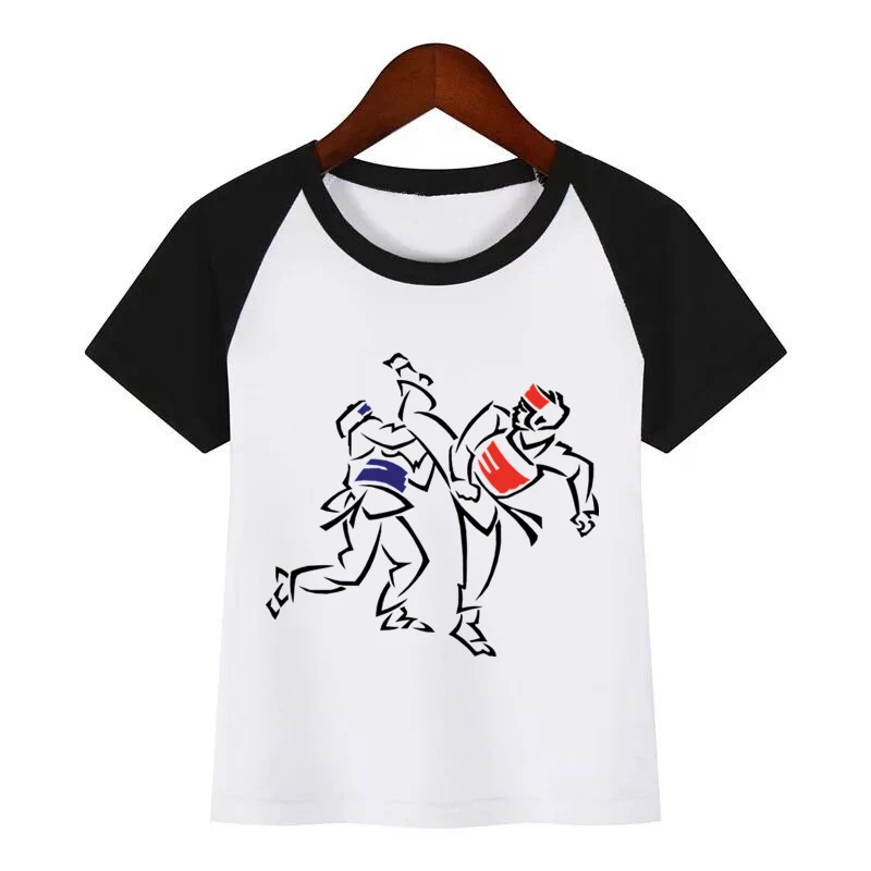 Футболка детская летняя с круглым вырезом и принтом тхэквондо | Мать ребенок
