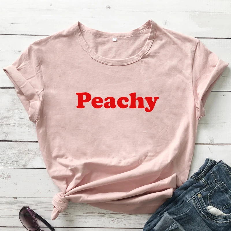 Футболка Peachy с принтом красных букв Модная хлопковая одежда футболка tumblr для