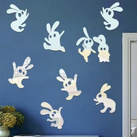 9pcs rabbit acrylic wall mirror sticker home furnishing bunny wall decor for baby room childrens decoration cartoon stickers