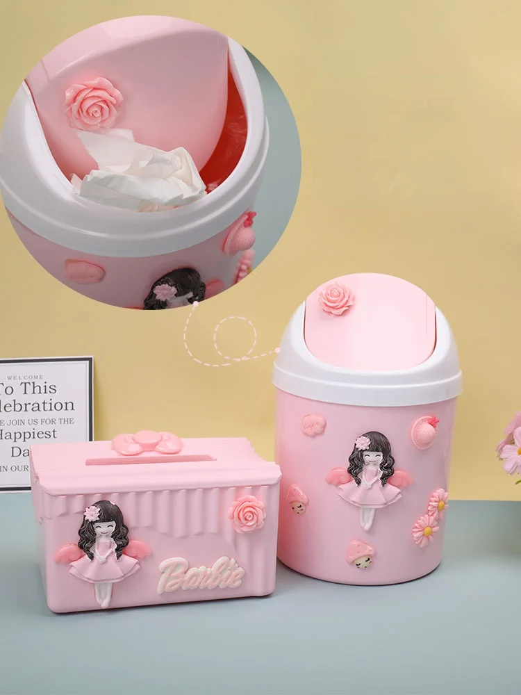 

Trash Cans And Tissue Boxes For Children Students Girls In The Room With Lid Cute And Creative Home Desk Use