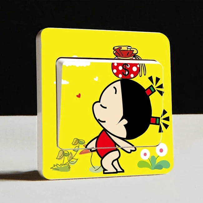 Мультяшные милые декоративные наклейки с квадратными переключателями на