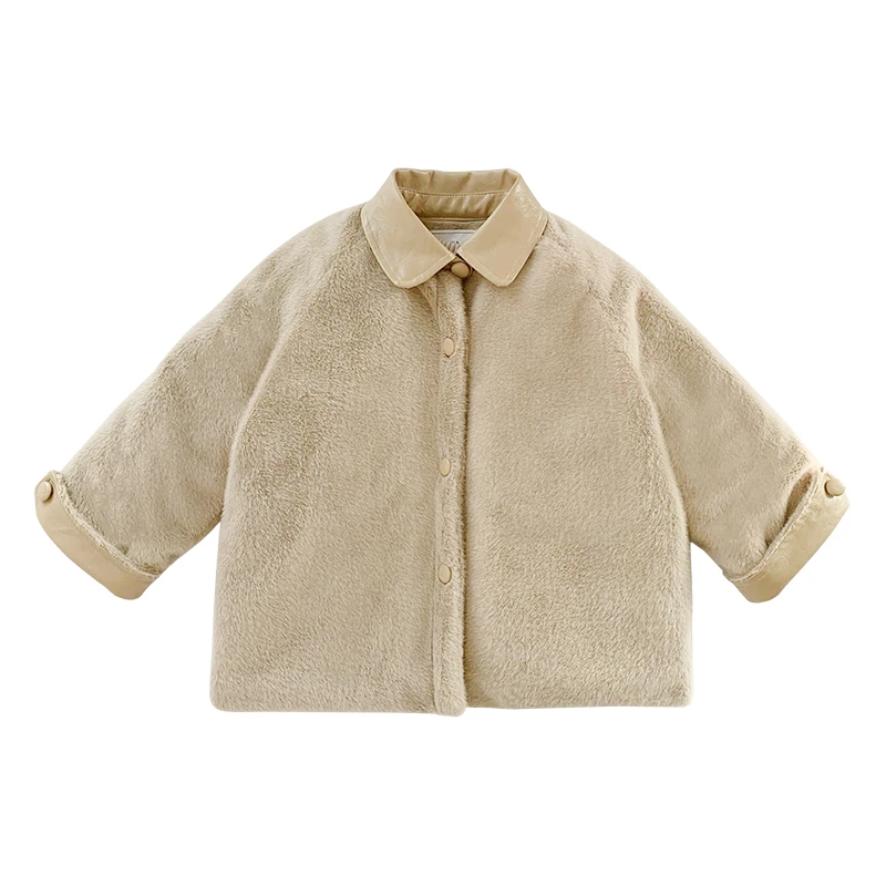 

2019 baby girl Lapel coat winter new thickening warm clothes children wool cotton coat kids Outerwear