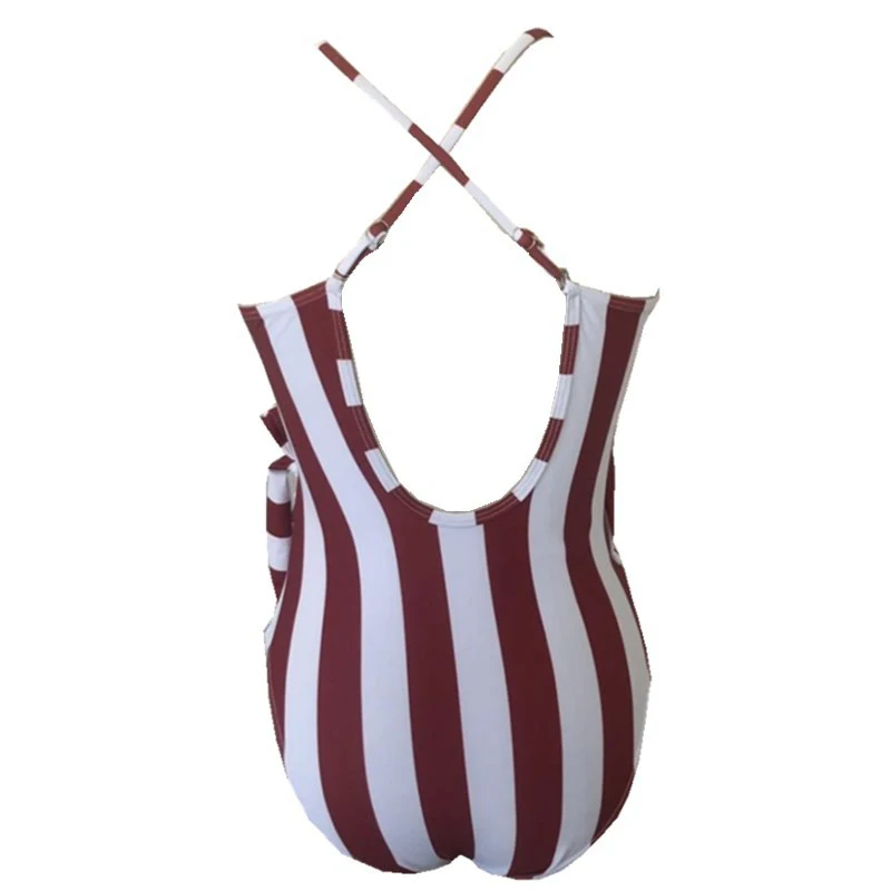 Полосатый слитный купальник 2020 женский сексуальный летний монокини с открытой