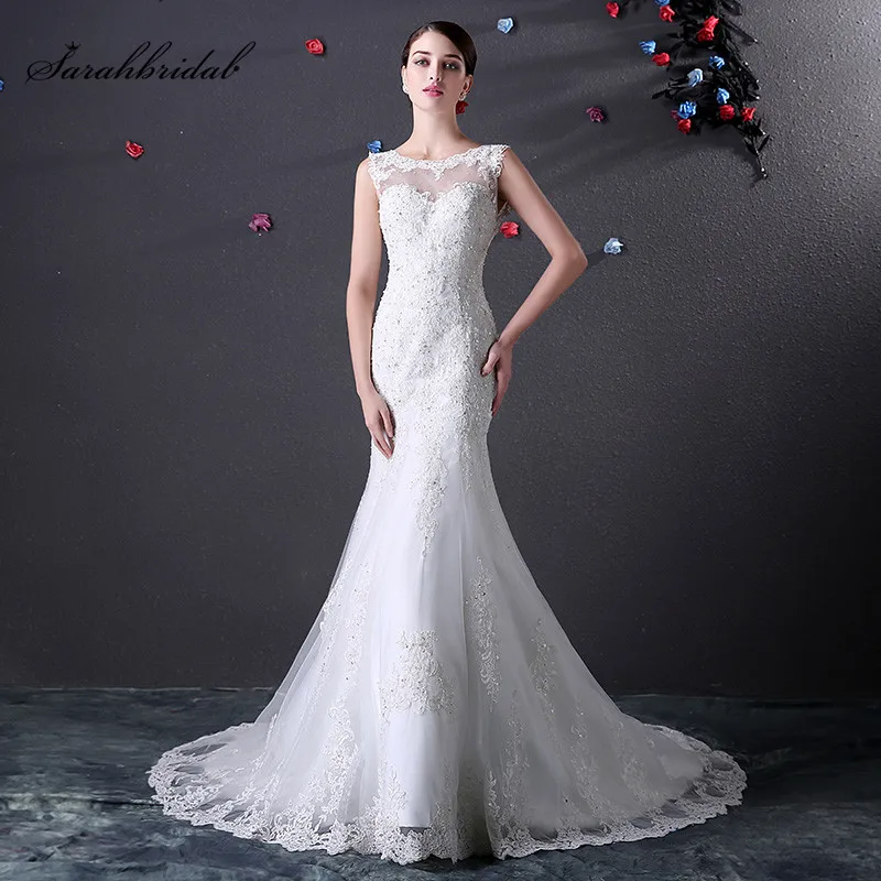 

Сексуальное женское платье с юбкой-годе, очаровательное свадебное платье с открытой спиной и аппликацией со шлейфом и блестками, свадебное ...