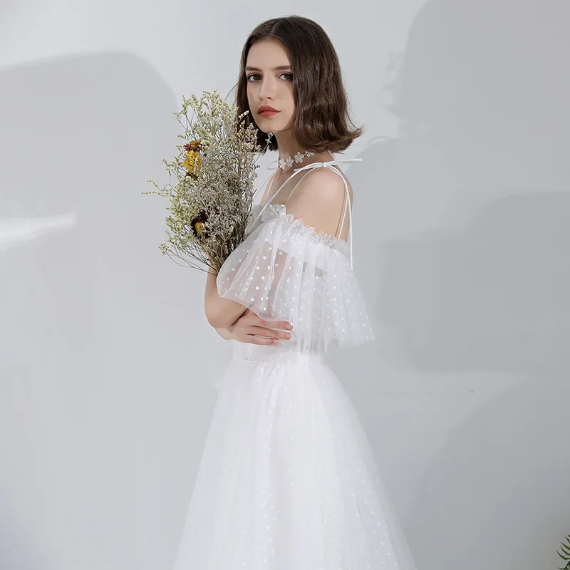 Женское платье Летнее элегантное сексуальное с открытыми плечами в горошек