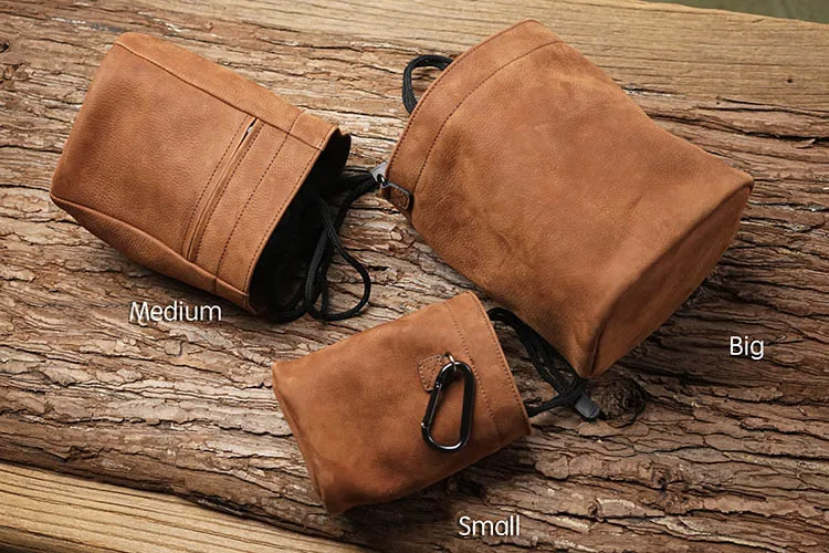 Roadfisher коричневая сумка для камеры с кулиской из натуральной кожи карманом