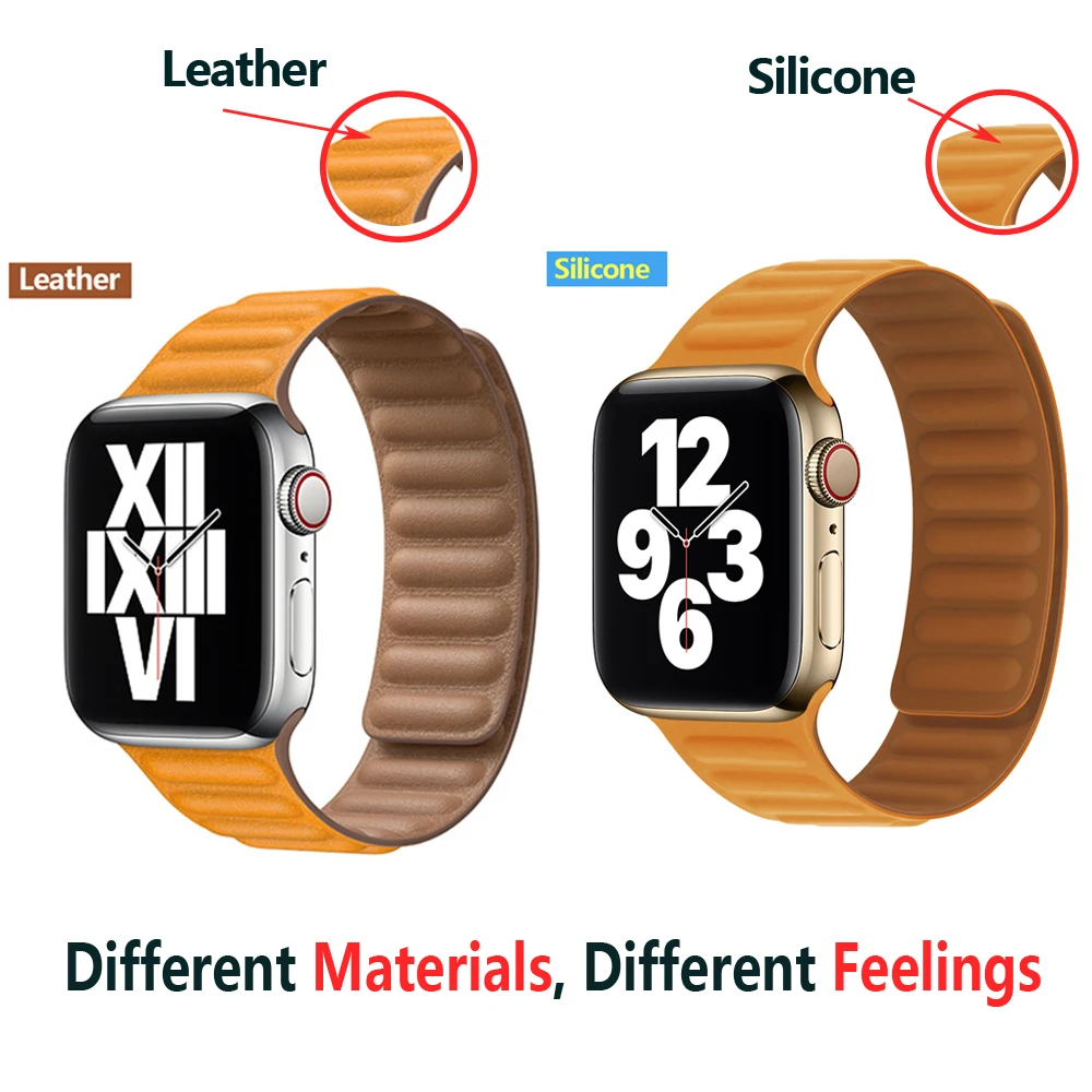 Leather strap For Apple watch band 40mm 44mm 45mm 41mm 38mm 42mm watchband bracelet Magnetic Loop iWatch series 3 5 SE 6 7 strap