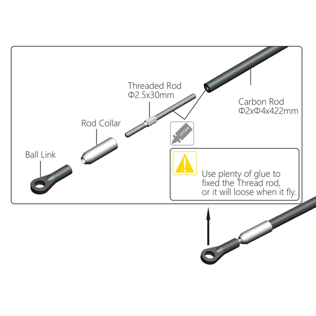 

ALZRC - Devil 380/420 FAST Carbon Fiber Tail Control Rod Assembly 422mm/470mm for RC Helicopter