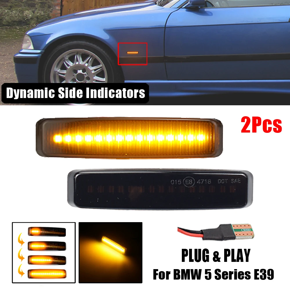 Flowing Water Blinker LED Dynamic Turn Signal Light For BMW 5 Series E39 1995-2003 M5 Side Marker Flashing Indicator | Автомобили и