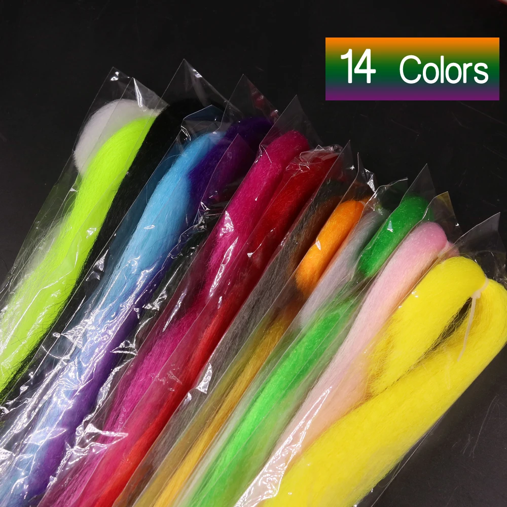 Bimoo Kinky Soft Synthetic Fly Tying Streamer Fiber for Bait Fish Jig Head Tying Material in Pink, Chartreuse, Red, Orange, Yellow image 3