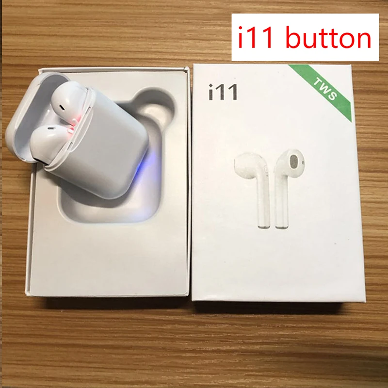 T14-i11button Беспроводные наушники с Bluetooth от UTHAI i9s TWS i11 i12 i13, беспроводные наушники с микрофоном, спортивные стерео наушники с зарядным устройством - Цвет: T14-i11button
