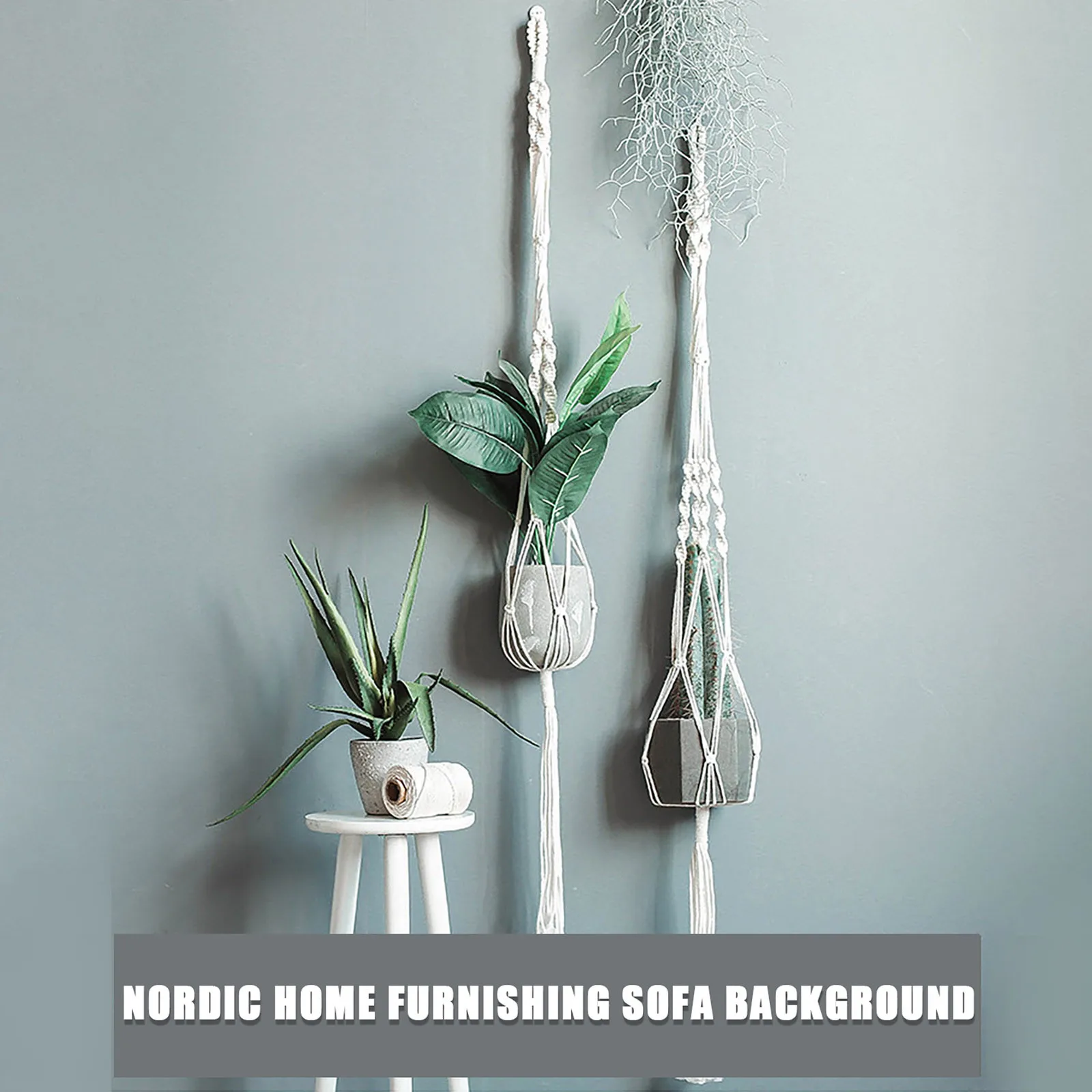 

Handmade Macrame Flower Pot Hanging Basket Knotted Rope Flowerpot Plant Hanger for Wall Home Door Balcony Courtyard Garden Decor