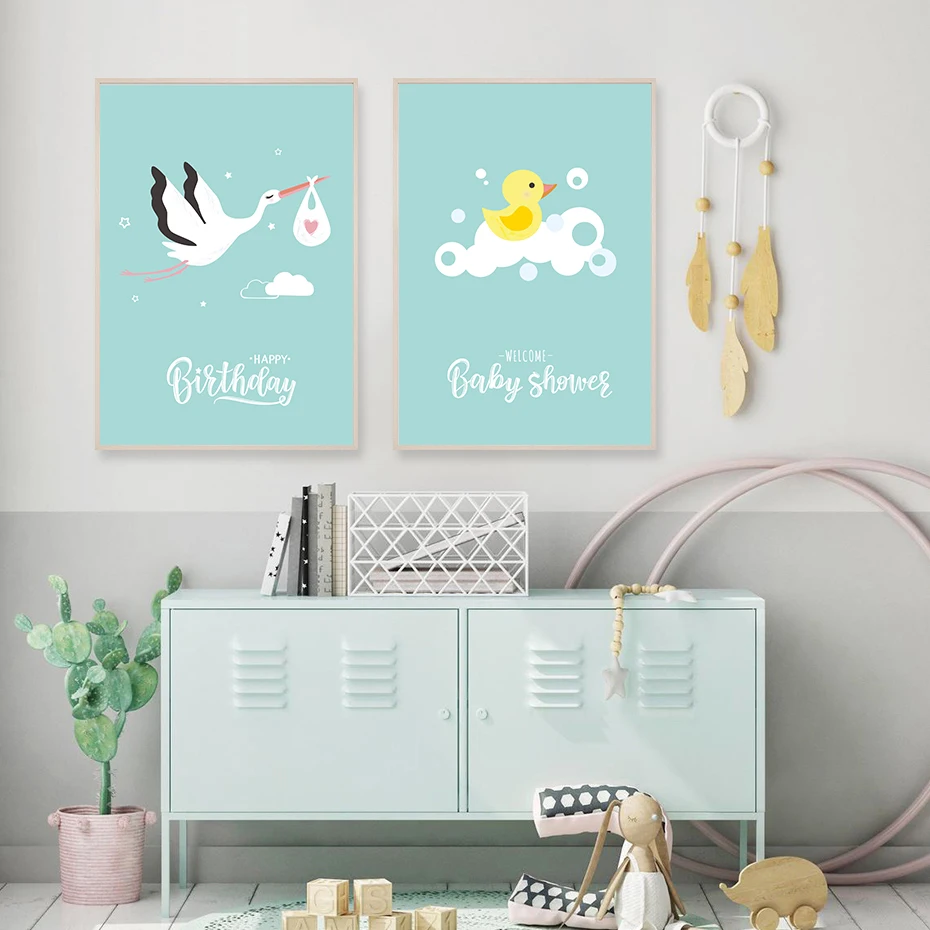 Милый журавль утка Единорог Цитата детская настенная Картина на холсте плакаты и