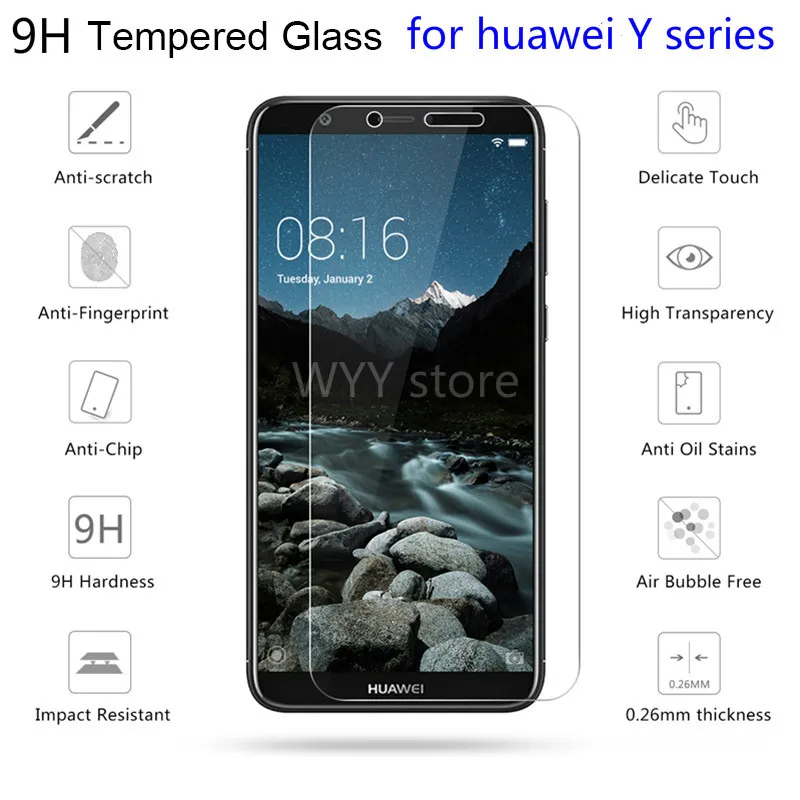 Закаленное стекло 9H для Huawei Y5 ii Y6 Pro Y7 Prime 2017 Y3 2018 Защита экрана P Smart Plus ii|Защитные
