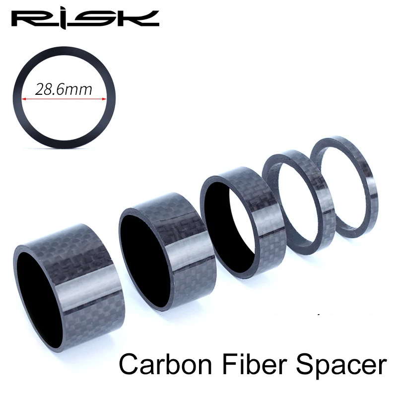 

RISK MTB Road Bike Bicycle Headset Stem Carbon Fiber Washer 1-1/8" 28.6mm Stem 3/5/10/15/20mm Front Fork Adjustment Spacer Parts