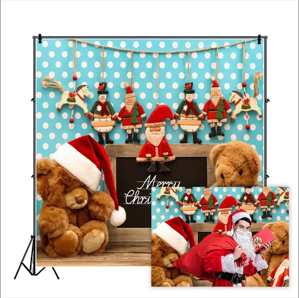 Laeacco Фото фоны Веселый Рождество мишка детские игрушки деревянный пол малыш