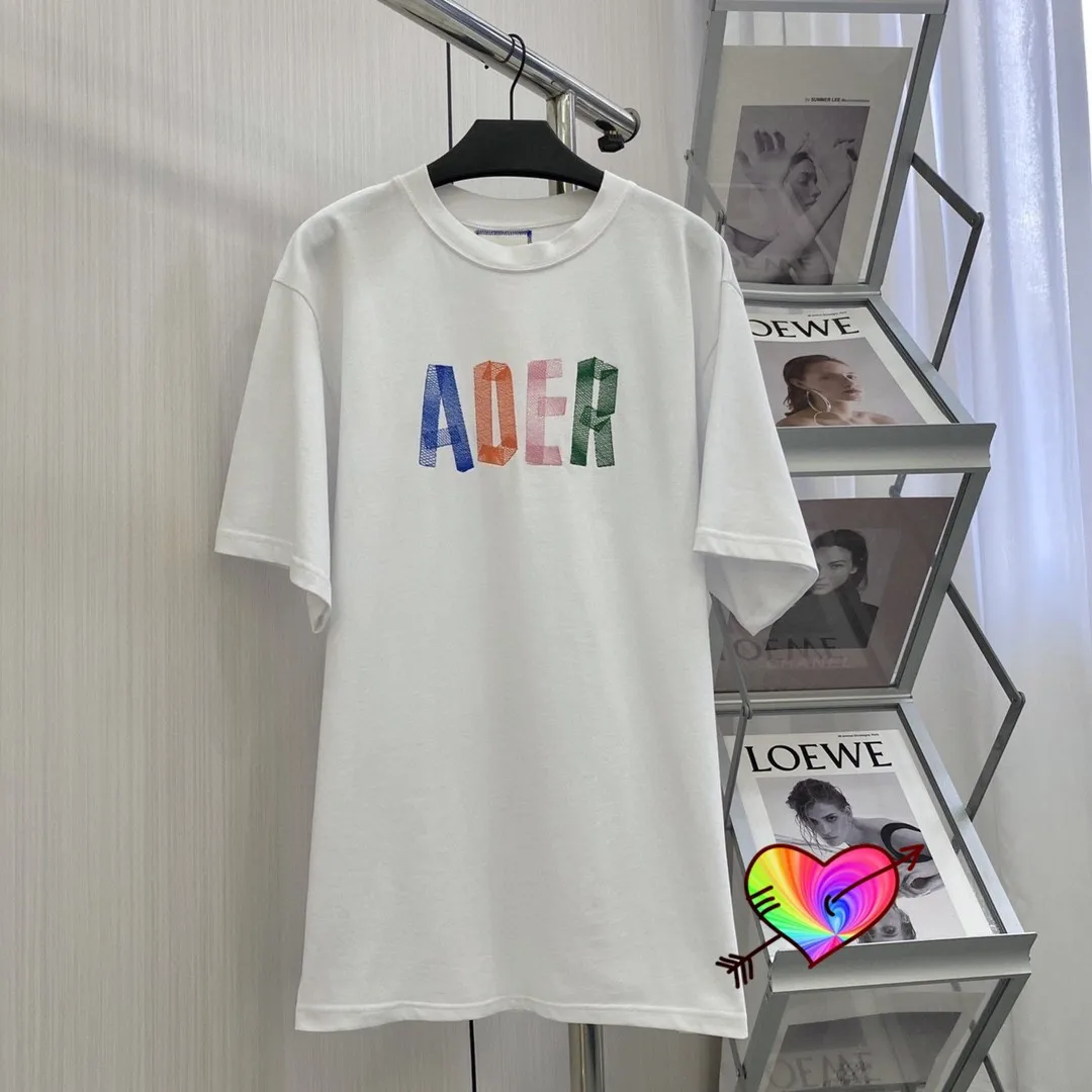 ADER ERROR футболка 2021 для мужчин и женщин спереди Цвет вышитый логотип Adererror высокое