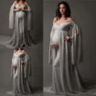 Сексуальный v-образный вырез Беременность платья материнства стрелять платье фон для фотосъемки беременных Для женщин платье макси для беременных реквизит для фотосессии серый Vestido
