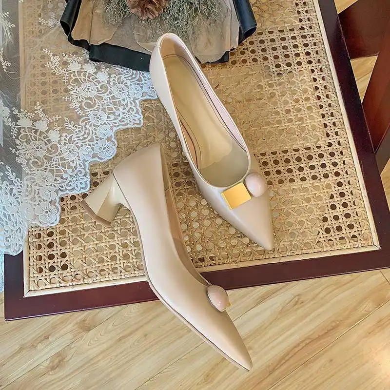 

Krazing Pot limited customization big size genuine leather pointed toe high heels beauty lady daily wear modern women pumps L54