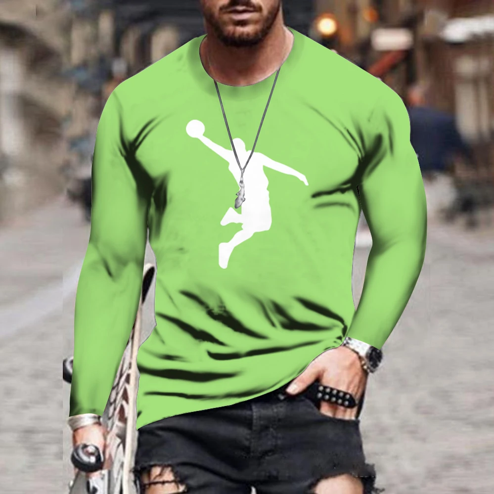 

2021 best selling new men's autumn and winter round neck long sleeve brand printing sports fitness long sleeve