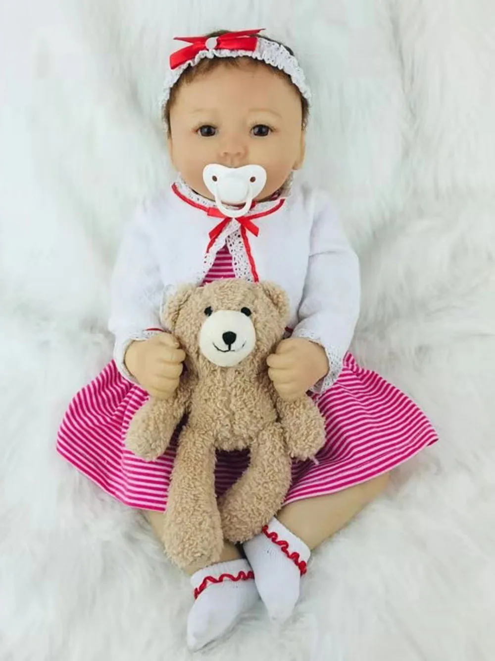 bear(light brown) Avani кукла "Кристалл" 50 см мягкий силиконовый винил куклы реборн новорожденных для маленьких девочек куклы для детей - Цвет: bear(light brown)