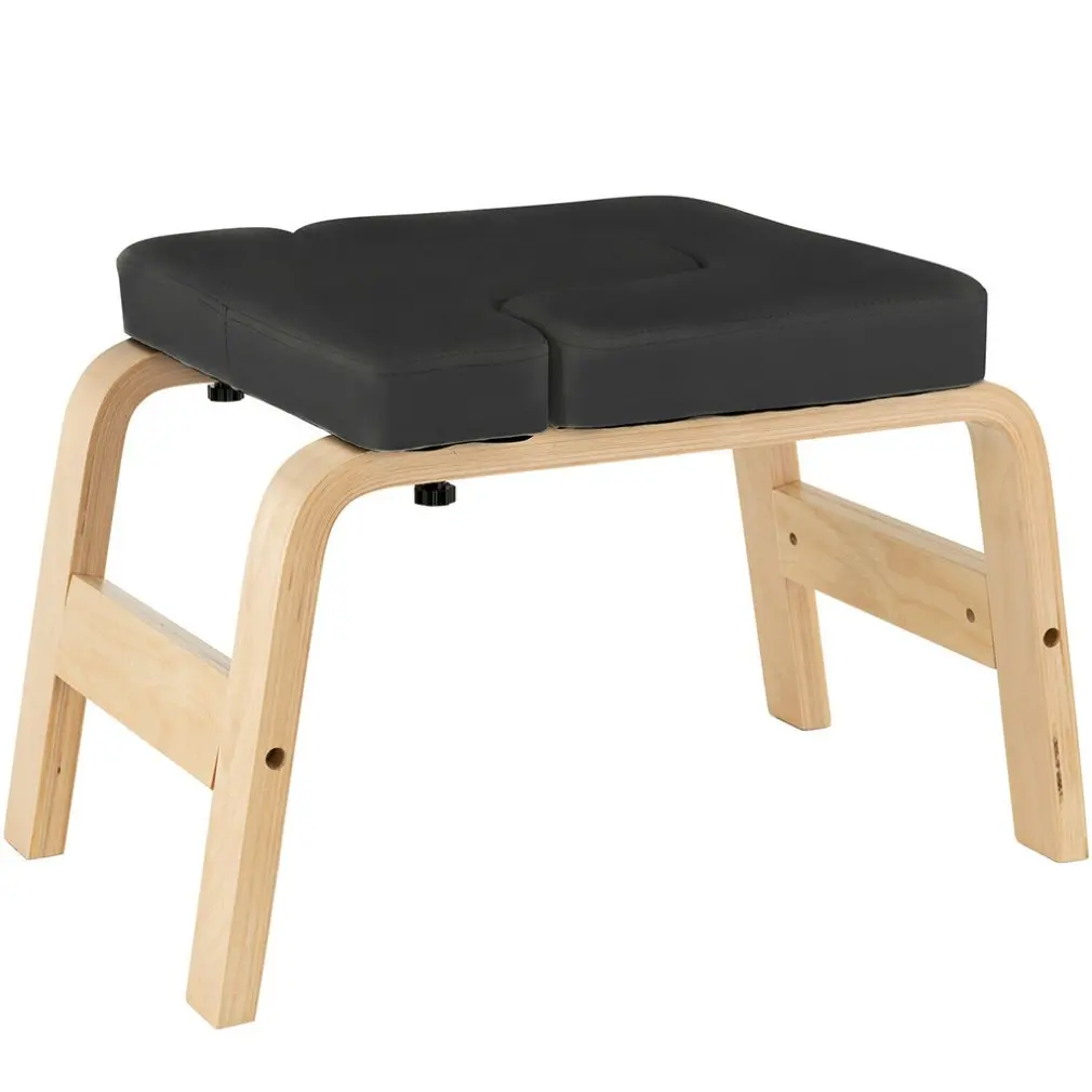 

Yoga Headstand Inversion Bench Chair Fitness Training Equipment Home Gym Black Wooden Yoga Inverted Stool Chair Body Building