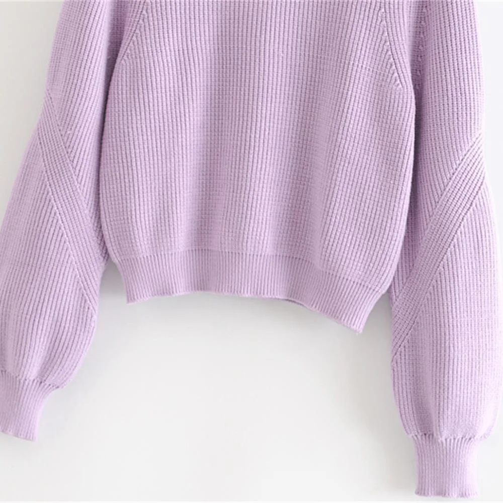 Autumn 2019 Women's Wear New Half-high-collar Long-sleeved Loose Pullover Knitted Blouse | Женская одежда