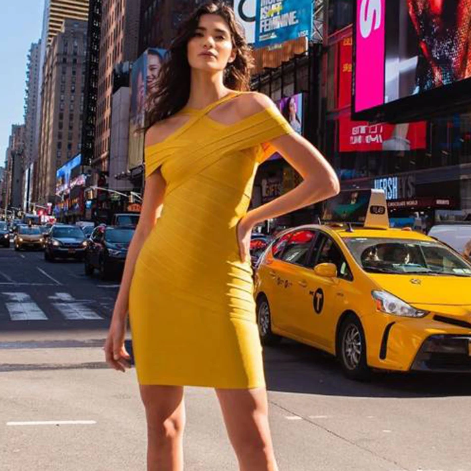 Летнее Новое желтое платье 2020 с повязкой на шее сексуальное коротким рукавом и