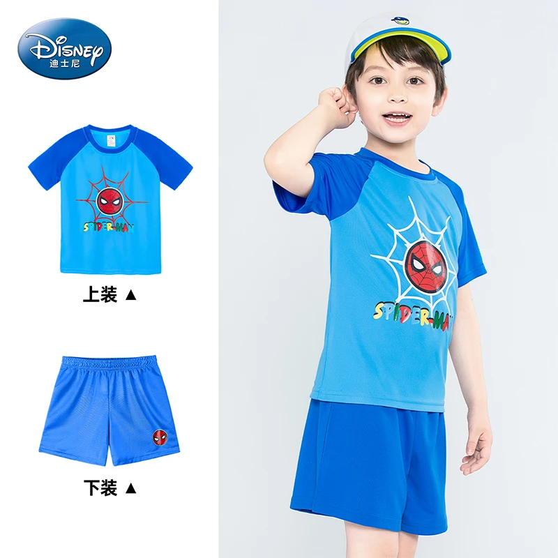 

Disney Children's Spider-Man Boys' T-shirt Short Sleeve Sports Quick-Drying Top 2-Piece Suit Summer