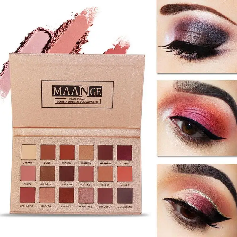 Палитра теней для век 18 цветов профессиональная мягкая Гламурная матовая