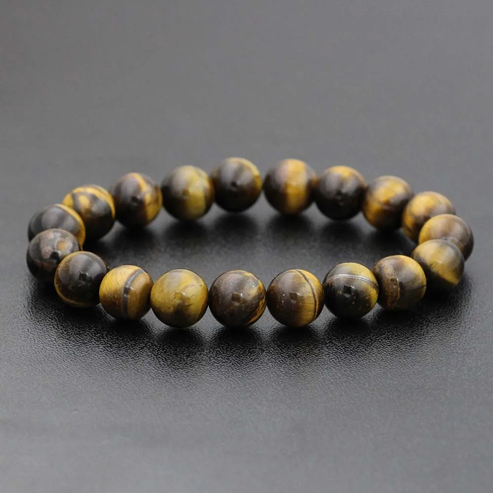 Мужской браслет из натурального камня минималистичный 4 мм 6 8 10 бусины тигровый