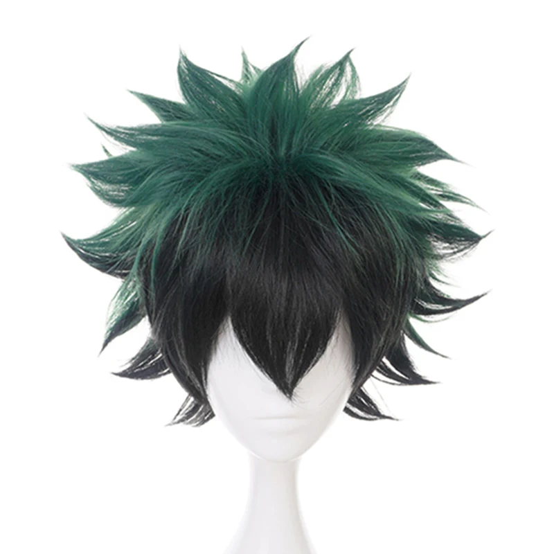 

My Boku no Hero Academia Izuku Midoriya Wig Short Green Black Synthetic Hair Heat Resistant Cosplay Costume Wigs + Wig Cap