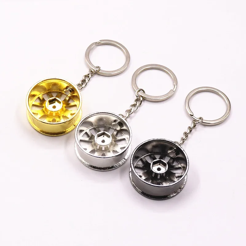 Металлический брелок для автомобиля ступица колеса запчасти мини-брелок 3 цвета