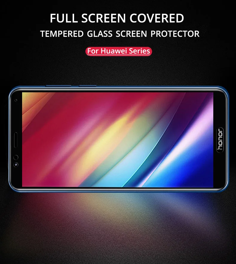 Закаленное стекло для huawei Honor 8 9 Lite 10 7X 7A 6C 7C Pro V9 Play V10 защита экрана полное покрытие Enjoy 7s P умная стеклянная пленка