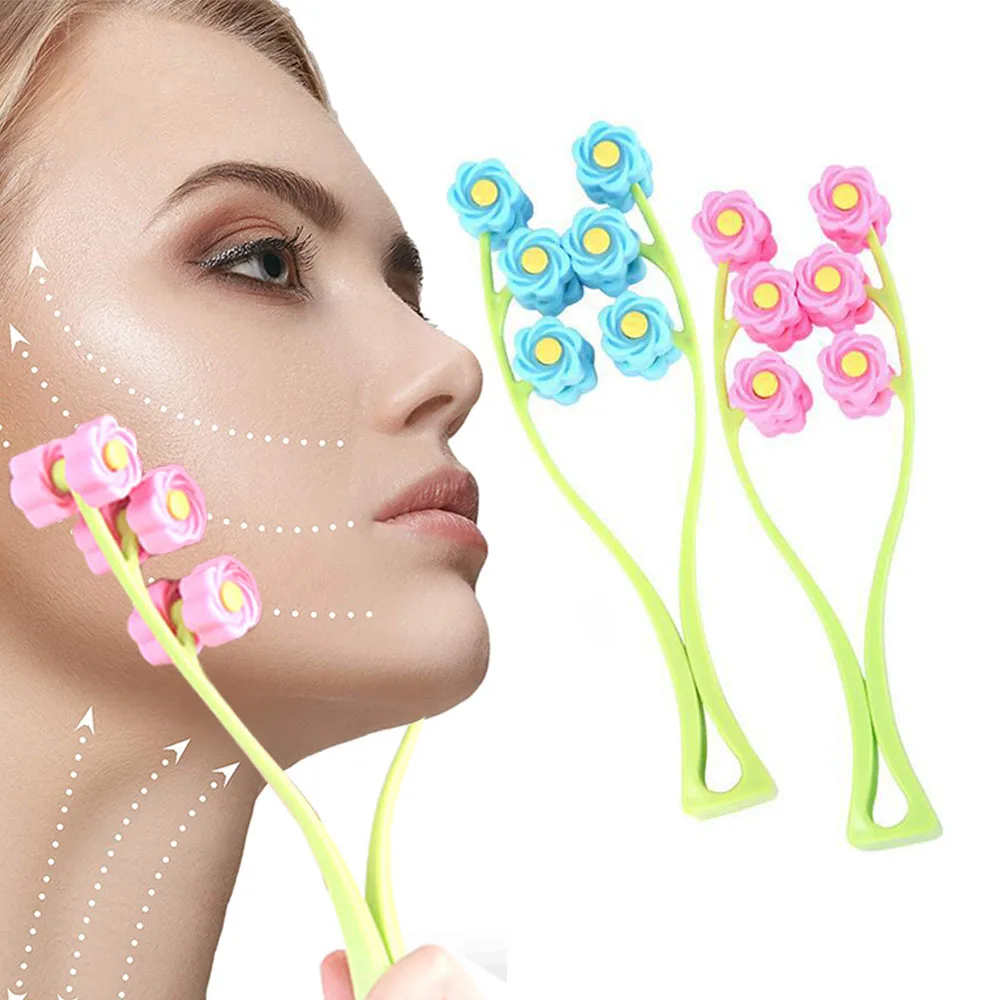 

Роликовый массажер для лица в форме цветка против морщин 3d-ролик для подтяжки лица, для тонкой подтяжки лица