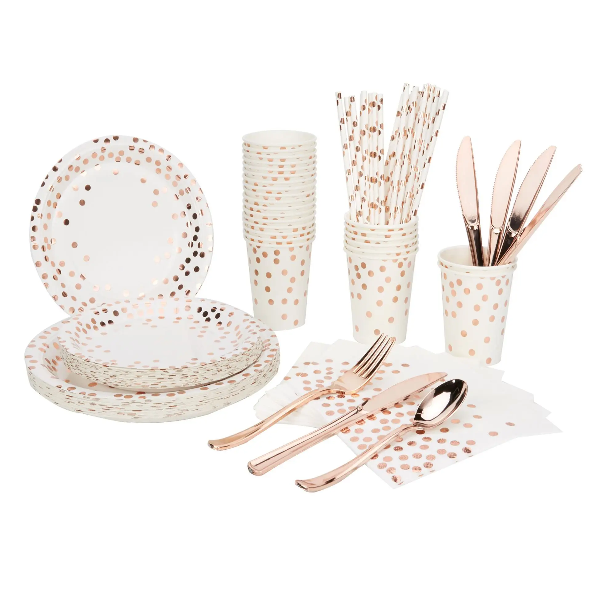 

Rose Gold Party Disposable Tableware Set Party Table Decoration Paper Cups Plates Straws Wedding Birthday Party Supplies