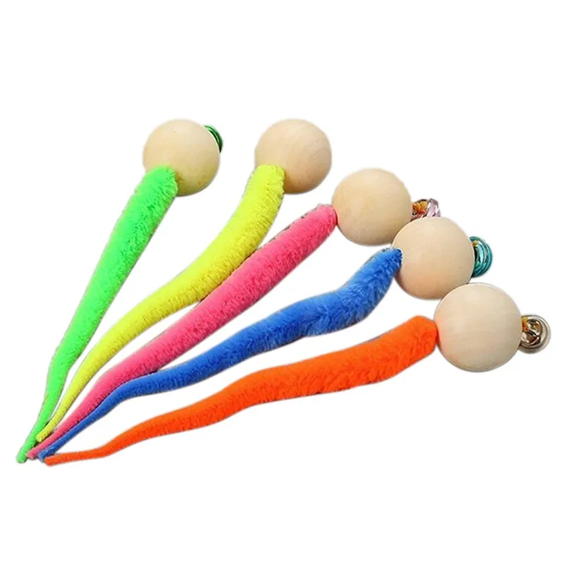 5 шт. игрушка червь с колокольчиком для домашних животных деревянная шариковая
