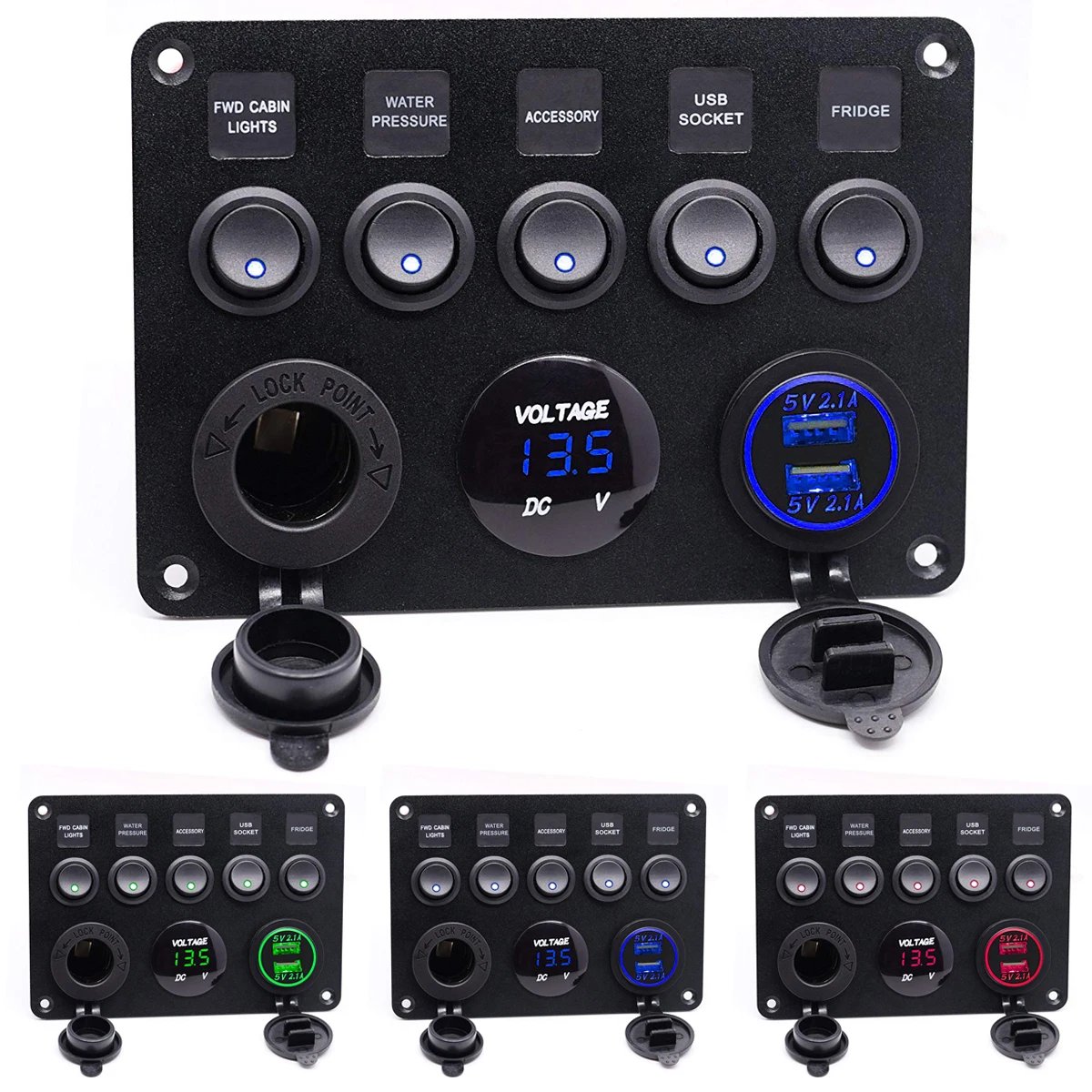 12 24 В 5 банд ВКЛ ВЫКЛ переключатель панель двойной USB разъем зарядное устройство