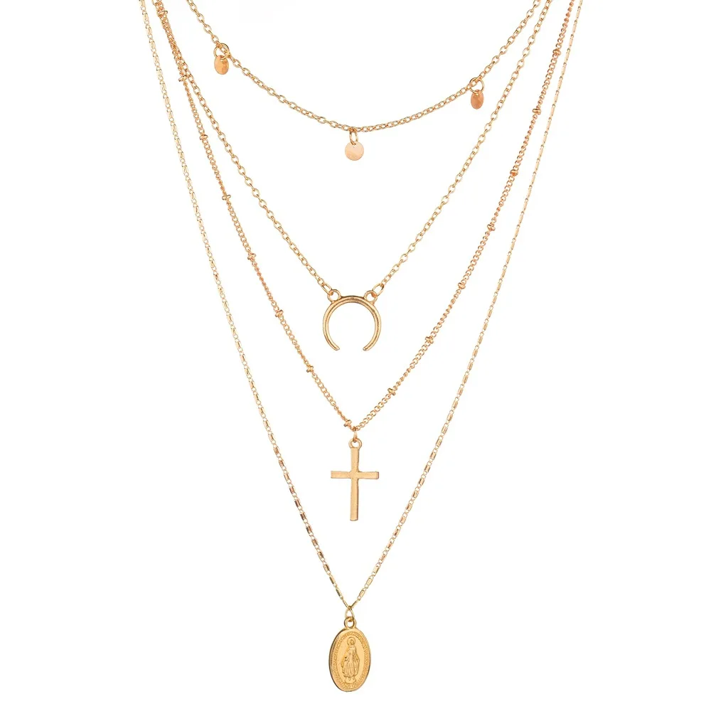 Многослойное длинное ожерелье чокер с крестом богемное Модные Этнические