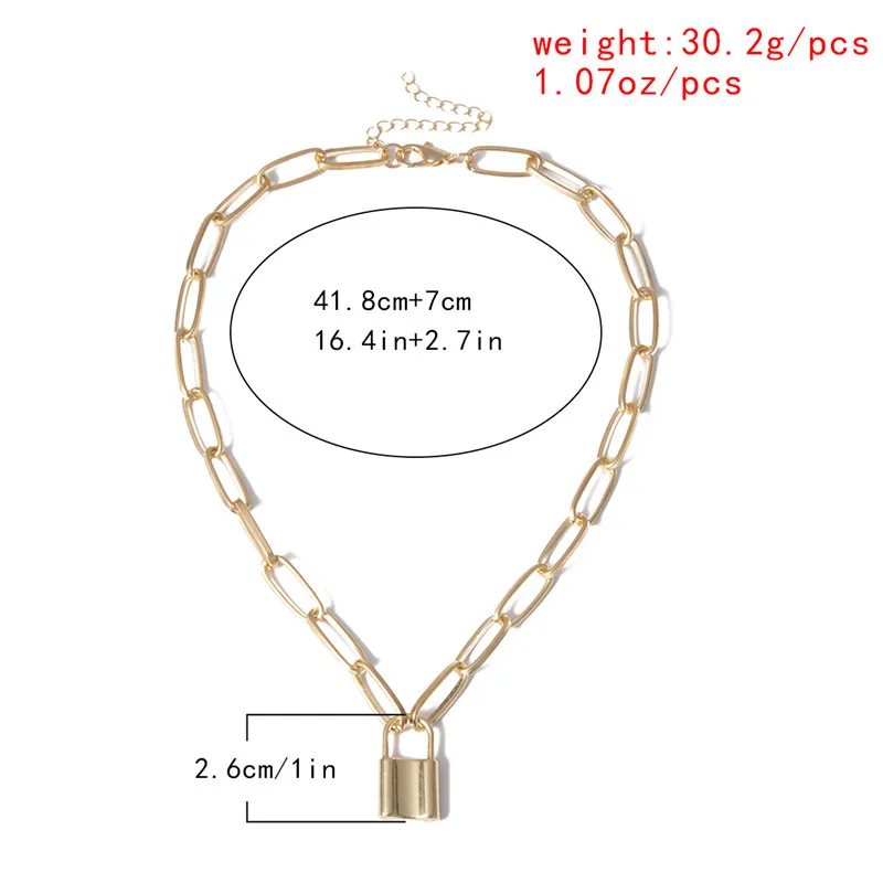 

2021 New Lock Necklace Fashion Chain Metal Punk Gothic Choker Unisex Pendant Gift Women Necklaces Party Jewellery Dropshippig