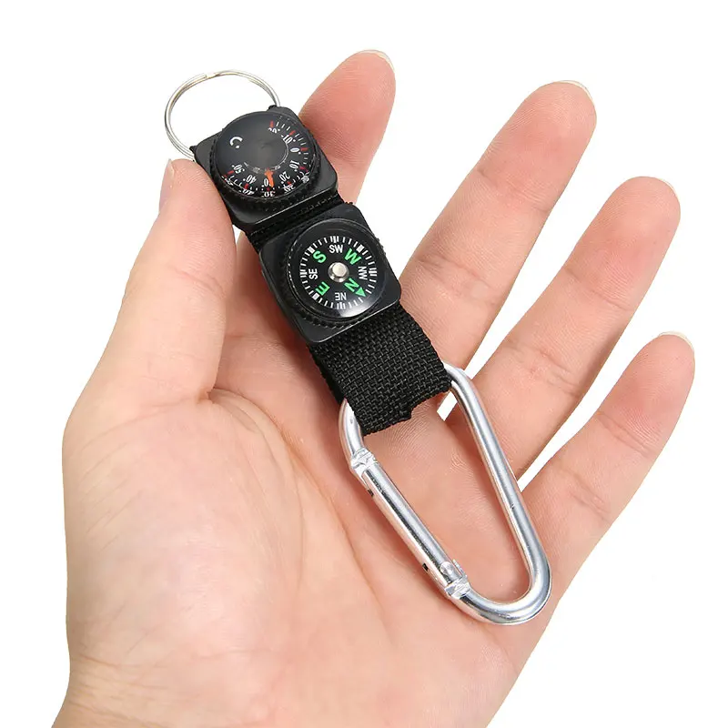 3 in 1 Mini Multifunction Hiking Travel Compass Thermometer Carabiner Key Ring Camping First Aid Kits Safety Survival Tools Hot | Спорт и