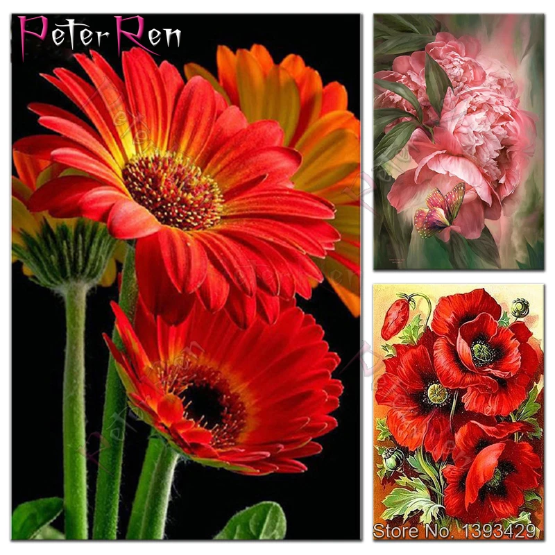

Peter ren Diamond Painting Floral 5D Diy Picture Rhinestone Full Drill Cross Stitch Diamond Embroidery Flower Indoor decorations