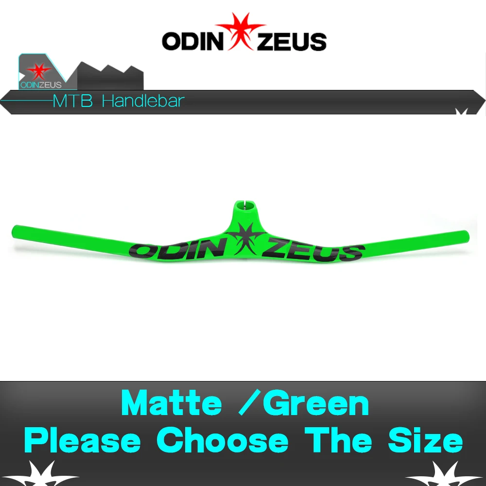 Matte Green ODINZEUS Manillar углеродный MTB велосипедный руль однообразный Интегрированный руль со стволом 3 к черный глянец/матовый углеродный руль - Цвет: Matte Green