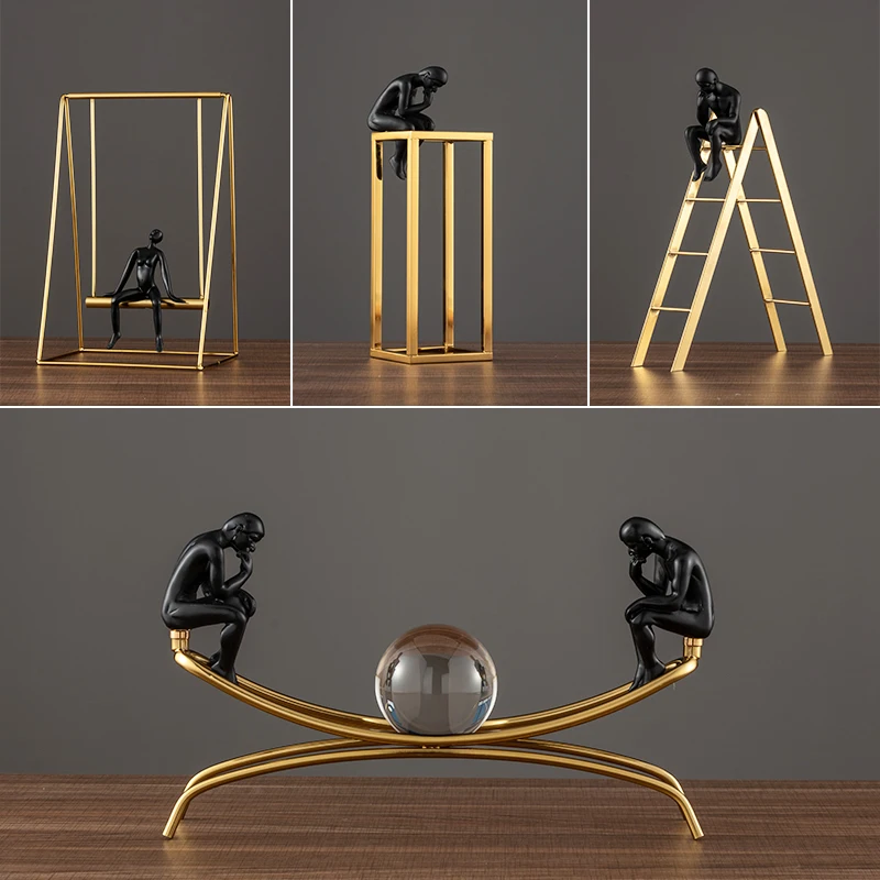 

Modern Creative Figure Sculpture Ornaments Gymnast Meditator Luxury Living Room Decorations For Home Pendulum Stand