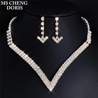 wedding bridal set drop earring jewelry sets women sparkling v shaped rhinestone australia crystal necklace for girls