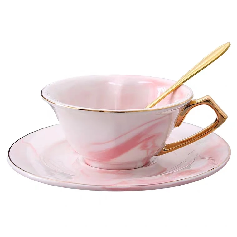 Ceramic Coffee Cup Set English Afternoon Tea Set Heart shaped Mug Tea Couple Cup and saucer Coffee Set Gift for lover